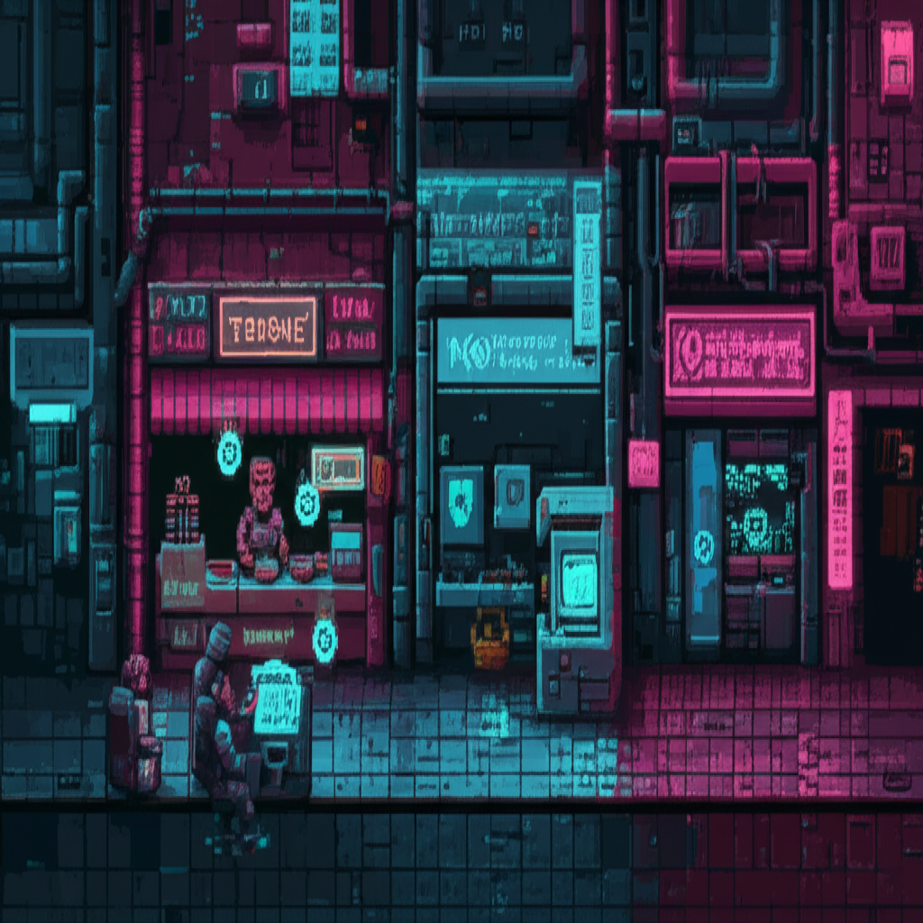 Underground market scene showing the dual nature of Tokens as currency and computation