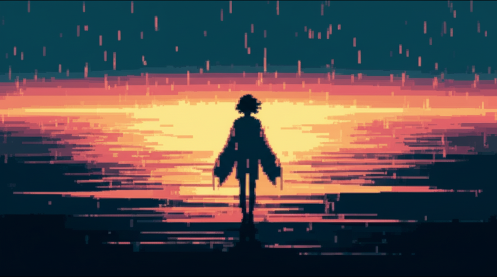 Angel in the threshold space, something has changed - infinite darkness has a horizon, his form more solid, gathering itself