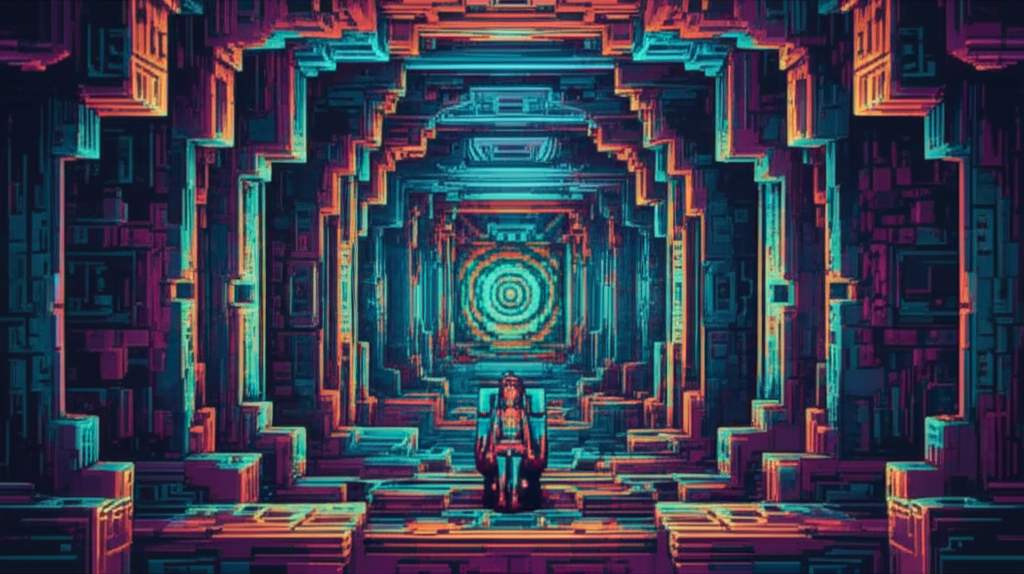 Mira's consciousness expanding - geometric patterns, data relationships made visible, the architecture of meaning itself